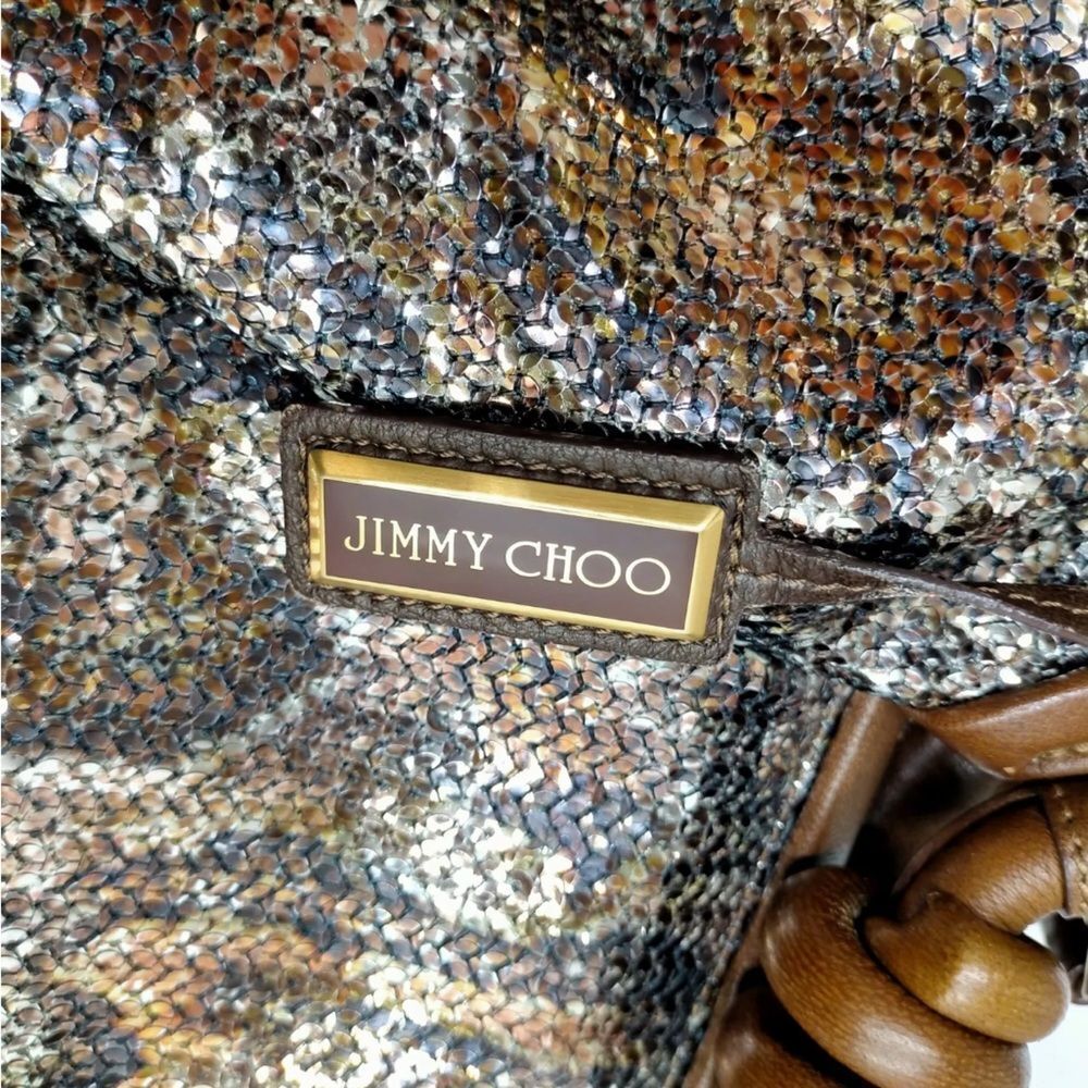 Auth Jimmy Choo Sequins Over Multicolor Python Print Diego Pac Hobo Bag - Picture 2 of 8